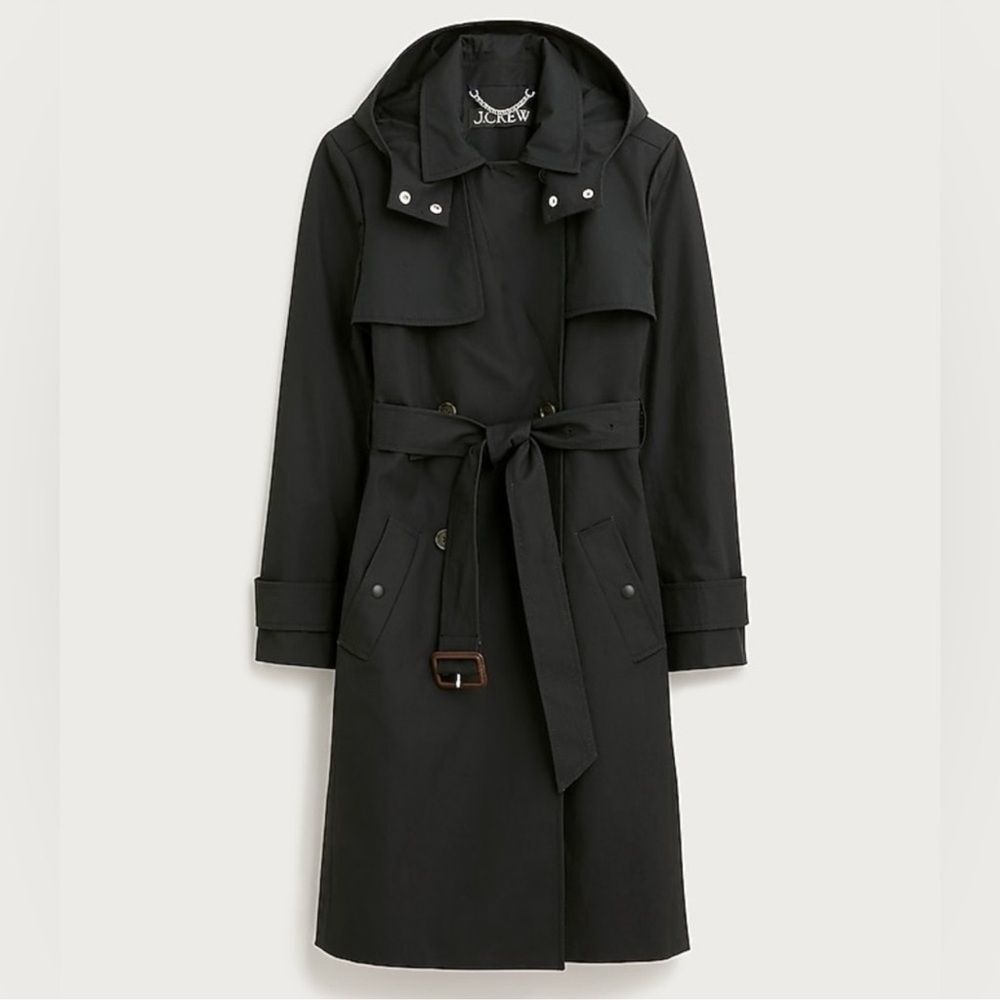 J. Crew Women’s Icon Trench Coat in Black Size 2 Classic Preppy Spring NWT - Picture 13 of 14